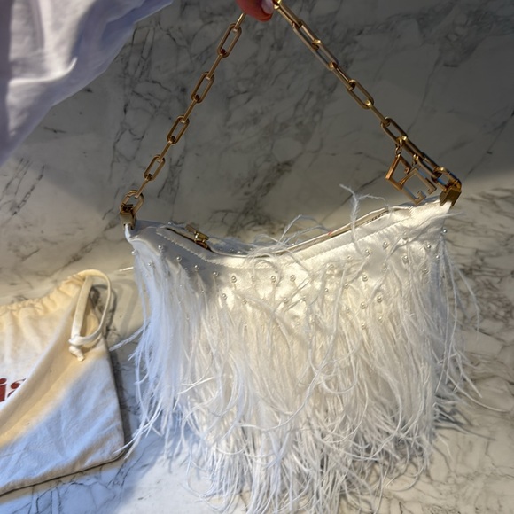 Cult Gaia White and Gold Shoulder Bag with Chain Strap - Picture 3 of 3
